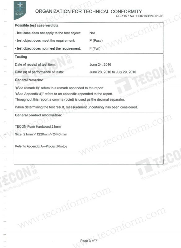 Form Hardwood 21mm Test Report 3